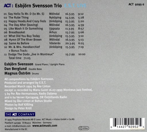 Esbjorn Svensson Trio: Live '95 (digipack) [CD]