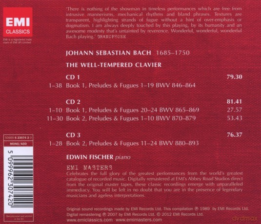Edwin Fischer: The Well - Tempered Clavier [3CD]