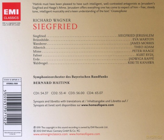 Haitink/Marton/Morris/Bay.Rso: Siegfried [4CD]