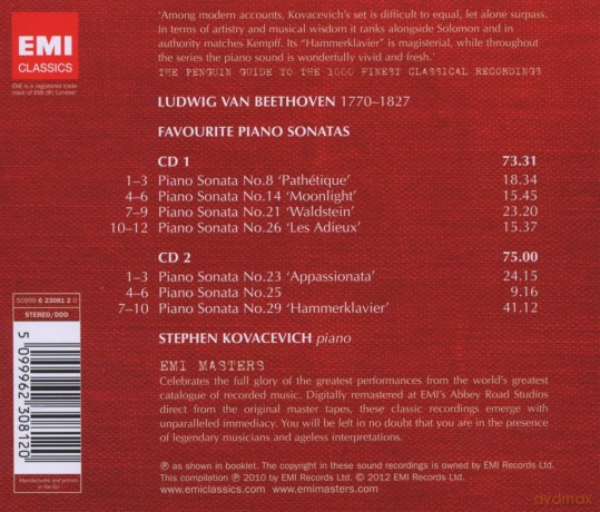 Stephen Kovacevich: Popular Piano Sonatas [2CD]