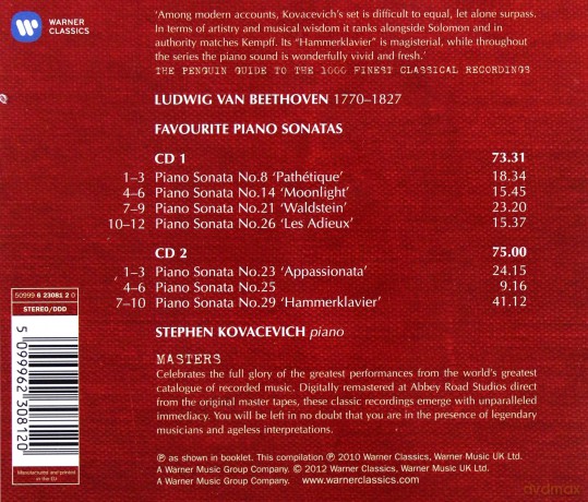 Stephen Kovacevich: Popular Piano Sonatas [2CD]