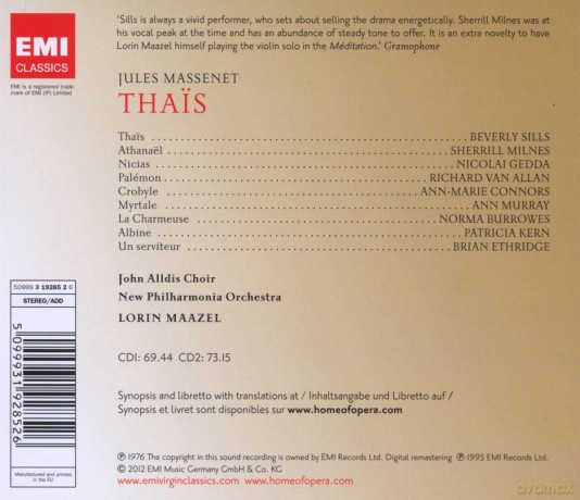 Sills/Gedda/Milnes/Maazel/New Philh.Orch: Thais [2CD]