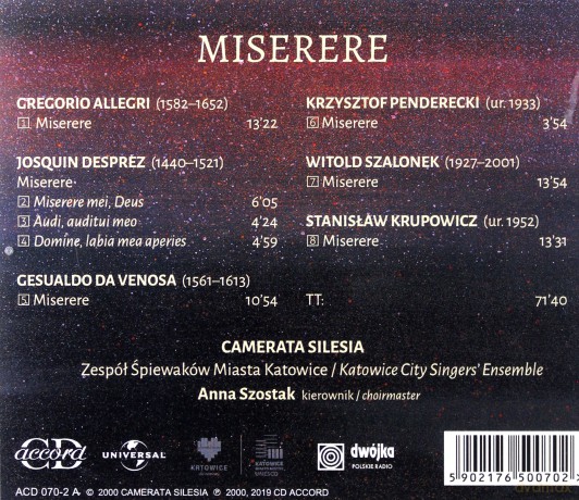 Camerata Silesia: Miserere [CD]
