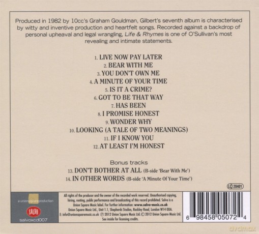 Gilbert O'sullivan: Life & Rhymes [CD]