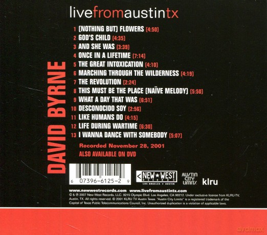 David Byrne: Live From Austin Tx (digipack) [CD]