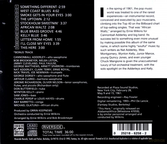 Cannonball Adderley & Orchestra: African Waltz [CD]