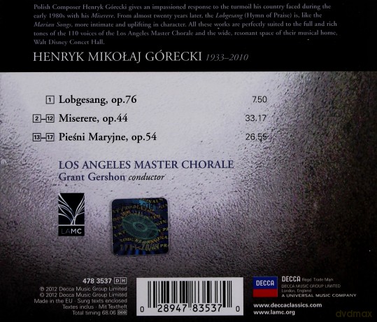 Los Angeles Master Chorale: Górecki Miserere [CD]