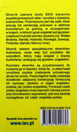 Słownik Budowlany Polsko-Angielski Angielsko-Polski - Jacek Gordon  [KSIĄŻKA]