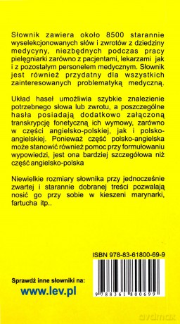 Słownik Dla Pielęgniarek I Personelu Medycznego Polsko - Angielski Angielsko - Polski - Jacek Gordon  [KSIĄŻKA]