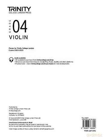 Trinity College London Violin Exam Pieces 2020-2023: Grade 4 (Part Only) - Trinity College London [KSIĄŻKA]