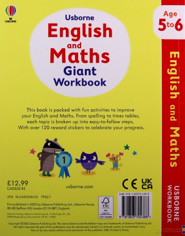 Usborne English and Maths Giant Workbook 5-6 (Usborne Workbooks) - Holly Bathie [KSIĄŻKA]