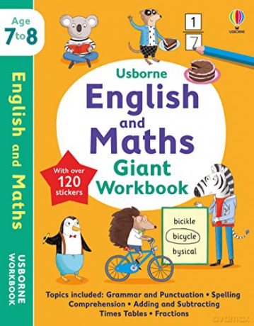 Usborne English and Maths Giant Workbook 7-8 (Usborne Workbooks) - Holly Bathie [KSIĄŻKA]