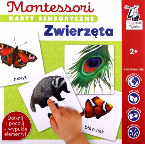 Karty sensoryczne Montessori Zwierzęta Kapitan Nauka - Katarzyna Dołhun [GRA]