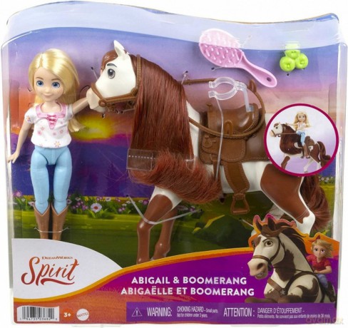 Lalka + koń Mustang: Duch wolności Abigail i Bumerang HFB91