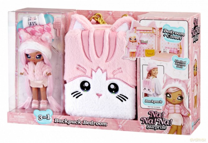 Lalka NA! NA! NA! Surprise Backpack Bedroom Seria 3, Pink Kitty