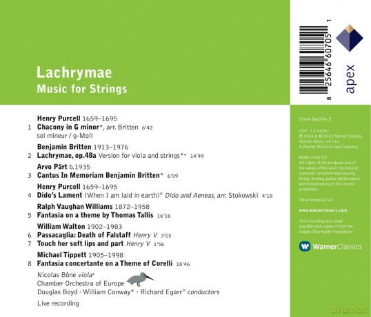 Nicolas Bone/Marie Blankestijn: Purc:Lachrymae-Music For Strin [CD]