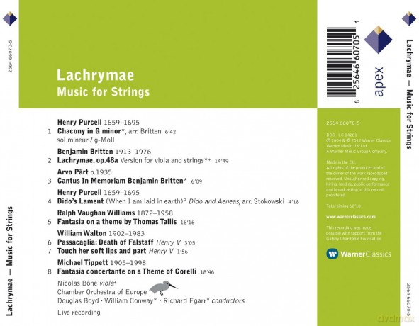 Nicolas Bone/Marie Blankestijn: Purc:Lachrymae-Music For Strin [CD]