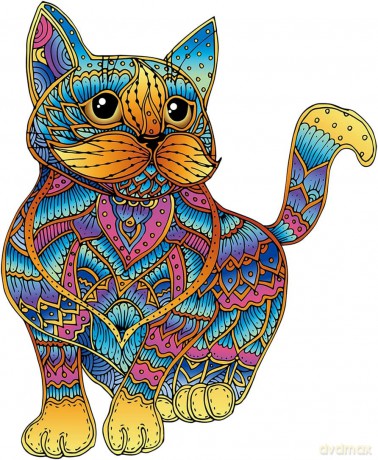 Puzzle drewniane kolorowe Kot [PUZZLE]