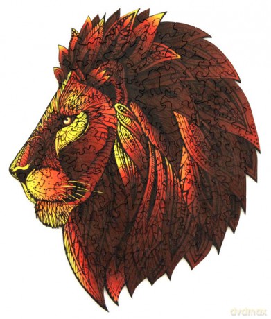 Puzzle drewniane kolorowe Lew [PUZZLE]