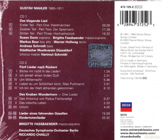 Chailly,Rso Berlin: Mahler Das Klagende Lied [CD]