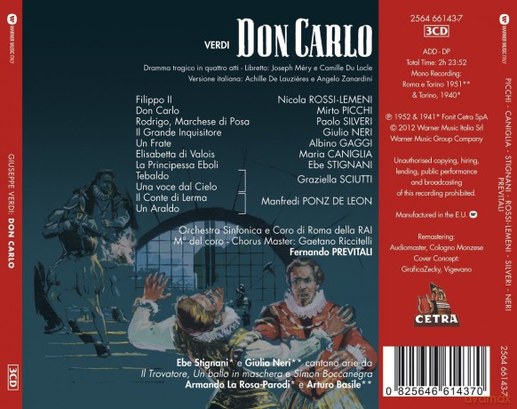 Mirto Picchi/Maria Caniglia: Verd:Don Carlos [3CD]