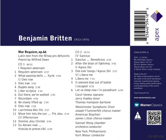 Carol Vaness.Jry Adley/Hamp: Brit:War Requiem [2CD]