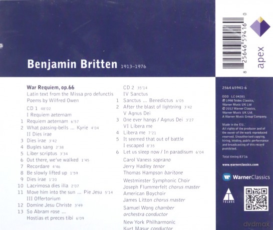 Carol Vaness.Jry Adley/Hamp: Brit:War Requiem [2CD]