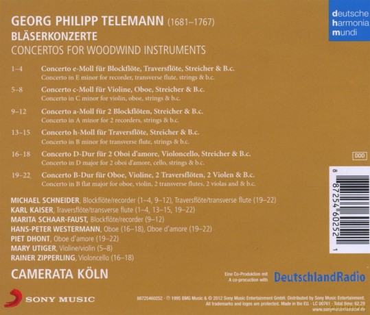 Camerata Koln: Telemann: Concertos for Woodwind Instruments [CD]