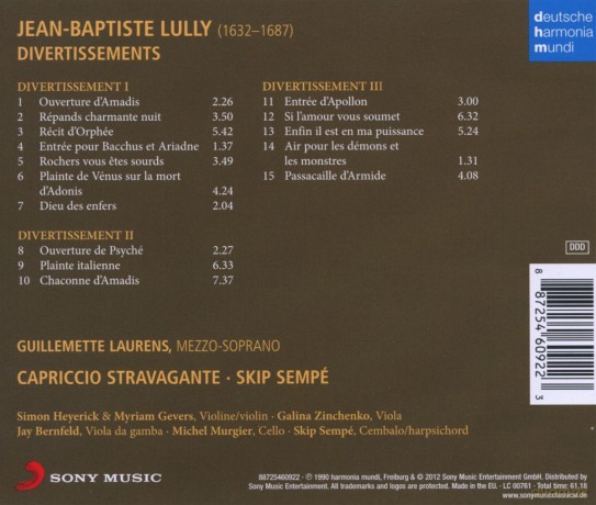 Capriccio Stravagante: Lully: Divertissements [CD]