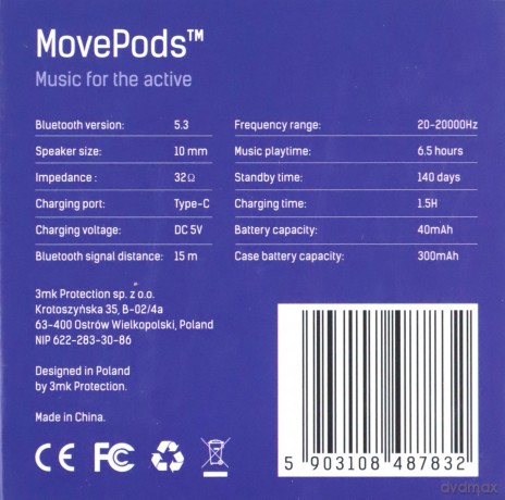 3mk MovePods White - Słuchawki bezprzewodowe
