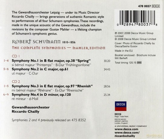 Chailly: Schumann Complete Symphonies Arr.Mahler [2CD]