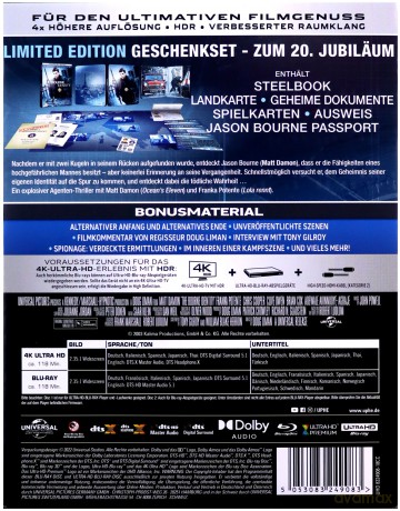 The Bourne Identity (Tożsamość Bourne'a) (steelbook) [Blu-Ray 4K]+[Blu-Ray]