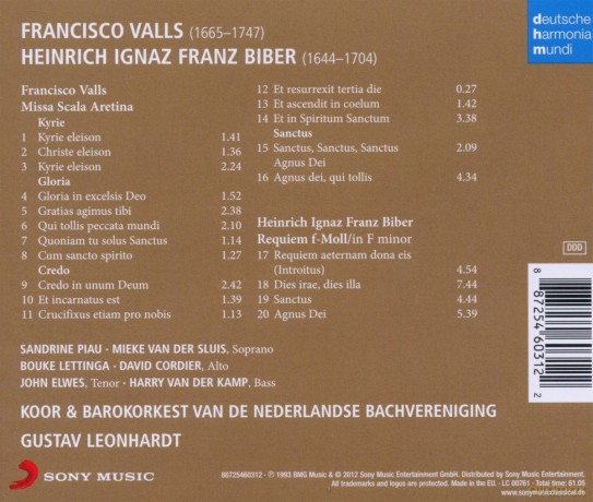 Gustav Leonhardt: Valls: Missa Scala Aretina/Biber: Requiem in F minor [CD]