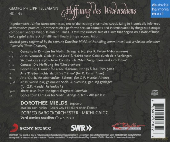 Dorothee Mields: Hoffnung des Wiedersehens - Telemann Arias [CD]