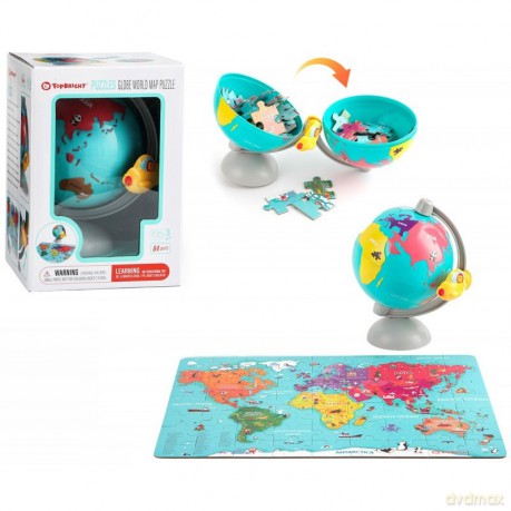 BRIMAREX Puzzle drewniane Mapa świata w globusie Top Bright [PUZZLE]