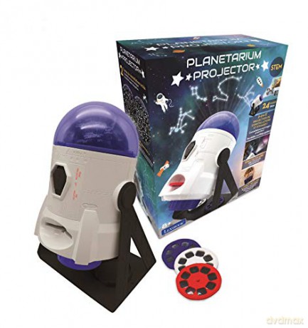LEXIBOOK 2-in-1 Planetarium Projector, 24 Images to Discover Space, 2 Constellation Domes, STEM, White/Blue, NLJ180