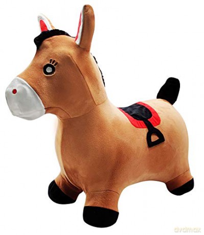 LEXIBOOK BGP050 Inflatable Jumping Horse, Manual Pump Included, Secure and Durable Plastic, Brown