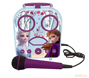 LEXIBOOK BTC050FZ Frozen 2, Anna & Elsa, My Connected Speaker with Microphone, Aux-in Jack, TF/SD Input, Blue