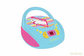 LEXIBOOK CD Player Unicorn, AUX-in Jack, USB Port, AC or Battery-Operated, Blue/Pink, RCD108UNI, Norme