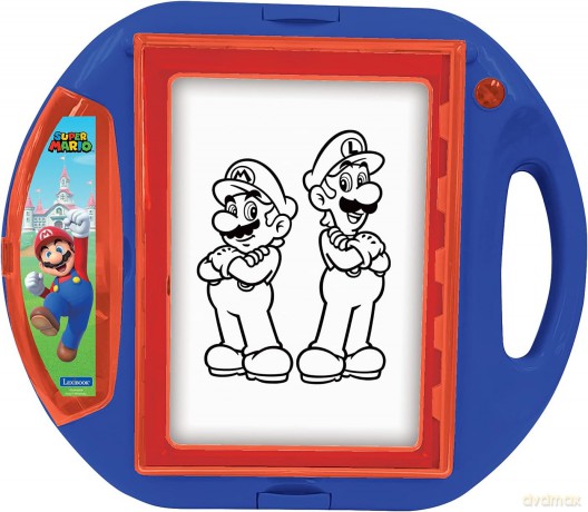 LEXIBOOK CR310NI Super Mario Drawing Projector, 4 Stamps, 10 templates, Lighting Screen, 1 Pen Included, Artistic and Creative Toy for Girls and Boys, Red/Blue