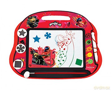 LEXIBOOK CRMI550 Artistic Creative Toy for Girls and Boys Multicolor Magic Magnetic Miraculous Drawing Board Stylus Pen and Stamps, Red/Black
