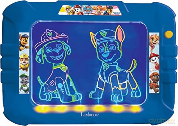 LEXIBOOK CRNEOPA Paw Patrol Neon Electronic Drawing Board, Artistic Creative Toy for Girls and Boys, Cleaning Cloth and Markers Included, Red/Blue