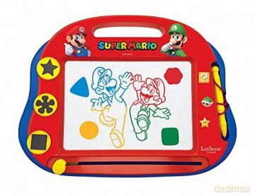 LEXIBOOK CRNI550 Brothers Multicolor Magic Magnetic Nintendo Super Mario Drawing Board, Artistic Creative Toy for Girls and Boys, Stylus Pen and Stamps, Red/Blue