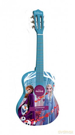 LEXIBOOK Disney Frozen Elsa Acoustic Guitar, mediator and guitar strap provided, 6 nylon cords, learning guide included, Blue, K2000FZ