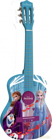 LEXIBOOK Disney Frozen Elsa Acoustic Guitar, mediator and guitar strap provided, 6 nylon cords, learning guide included, Blue, K2000FZ