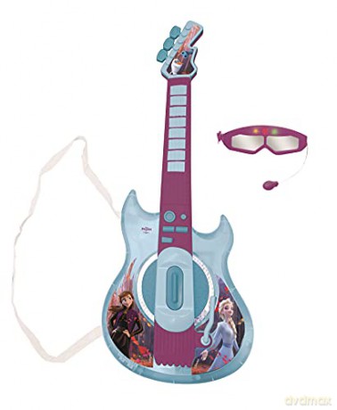 LEXIBOOK Disney Frozen Illuminated electronic guitar with microphone Glasses with microphone Melodies plug for MP3, blue/purple, K260FZ