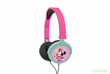 LEXIBOOK Disney Junior Minnie Mouse Stereo Headphone, kids safe, foldable and adjustable, pink/blue, HP010MN.