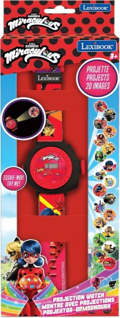 LEXIBOOK DMW050MI Miraculous Ladybug Adjustable Projection Watch Digital Screen with 20 Images, Red/Black