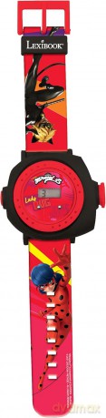 LEXIBOOK DMW050MI Miraculous Ladybug Adjustable Projection Watch Digital Screen with 20 Images, Red/Black