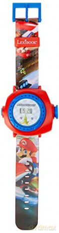 LEXIBOOK DMW050NI Super Brothers Nintendo Adjustable Projection Watch Digital Screen - 20 Images of Mario Kart - for Children/Boys-Red and Blue